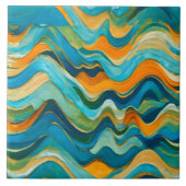 Sanlúcar Blue Green Orange Waves Fliese (Vorderseite)
