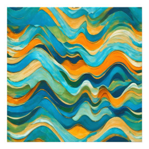 Sanlúcar Blue Green Orange Waves Fotodruck