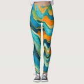 Sanlúcar Blue Green Orange Waves Leggings (Vorderseite)