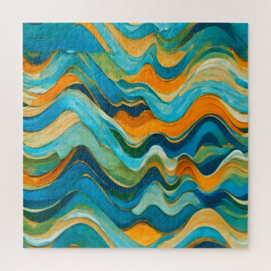Sanlúcar Blue Green Orange Waves Puzzle (Vertikal)