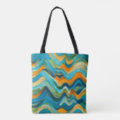 Sanlúcar Blue Green Orange Waves Tasche (Rückseite)