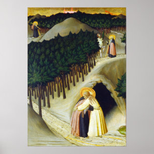 Sano di Pietro Das Treffen von Saint Anthony Poster