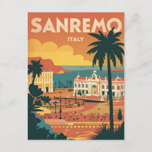 Sanremo, Italien, Retro-Stil-Illustration Postkarte
