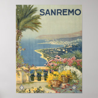 Sanremo Italien Vintage Szenische Küstenkunst Poster