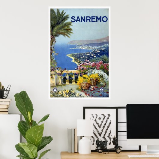 "Sanremo, Italien" Vintage Travel Poster (Heimbüro)