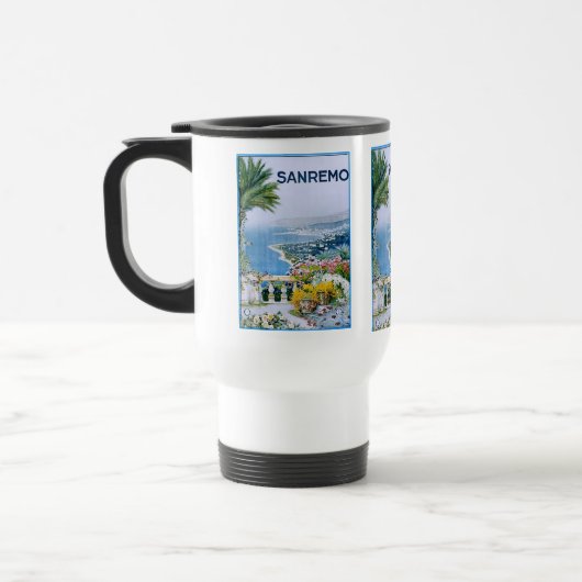 Sanremo, Italien Weiße Reise/Tasse des Pendelverke Reisebecher (Links)