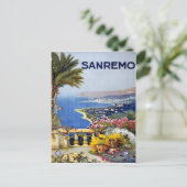 Sanremo Italy Travel Poster Postkarte (Stehend Vorderseite)