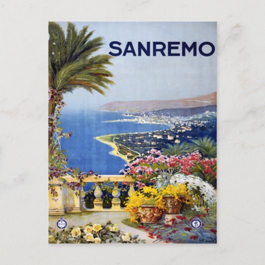 Sanremo Italy Travel Poster Postkarte (Vorderseite)