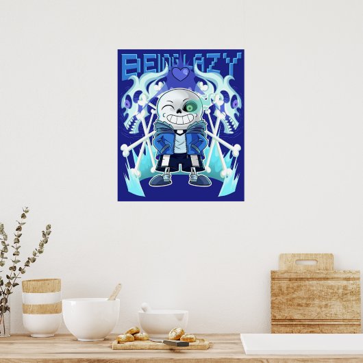 Sans Undertale Skeleton Coole Pixel-Kunst wird fau Poster (Küche)