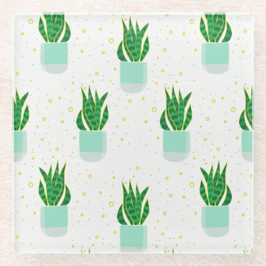 Sansevieria Schlange Pflanze drucken Glasuntersetzer (Vorderseite)