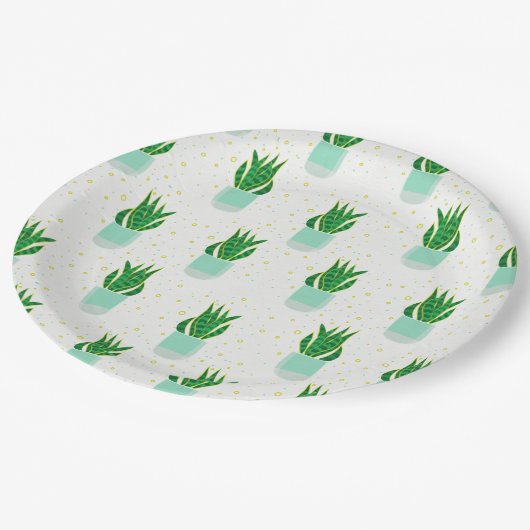 Sansevieria Schlange Pflanze drucken Pappteller (Schrägansicht)