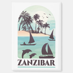 Sansibar Africa Retro Vintage Travel Magnet