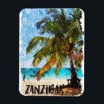 Sansibar Africa Tropical Beach Travel Foto Magnet<br><div class="desc">Schönes Zanzibar Kunstwerk und Souvenir des ostafrikanischen Tansania Landes. Es zeigt Palmen und eine tropische Strandlandschaft. Eine tolle Geschenkidee für Ihre Familie und Ihre Lieben.</div>