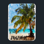 Sansibar Africa Tropical Beach Travel Foto Magnet<br><div class="desc">Schönes Zanzibar Kunstwerk und Souvenir des ostafrikanischen Tansania Landes. Es zeigt Palmen und eine tropische Strandlandschaft. Eine tolle Geschenkidee für Ihre Familie und Ihre Lieben.</div>