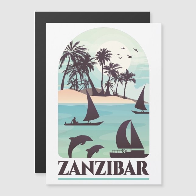Sansibar Afrika Vintage Magnetkarte (Vorne/Hinten)