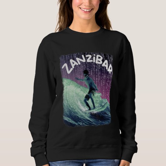 Sansibar Nerd Surfen Strand Palmen Urlaub Sweatshirt (Vorderseite)