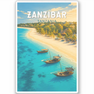 Sansibar Tansania Illustration Reise Kunst Vintage Aufkleber