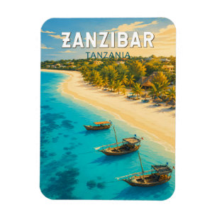 Sansibar Tansania Illustration Reise Kunst Vintage Magnet