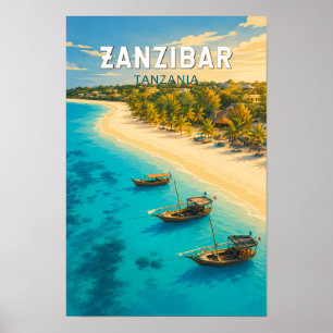 Sansibar Tansania Illustration Reise Kunst Vintage Poster