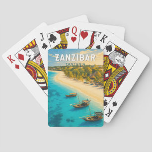 Sansibar Tansania Illustration Reise Kunst Vintage Spielkarten
