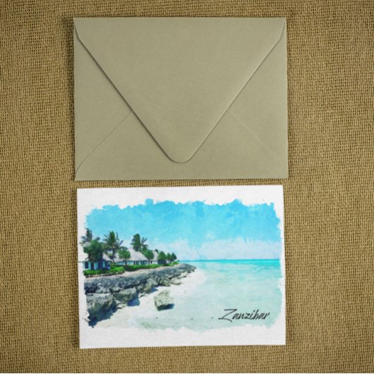 Sansibar Tansania Tropisches Retro Vintage Reise Postkarte