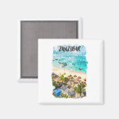 Sansibar Tansania Vintage Travel Magnet (Vorderseite/Rückseite)