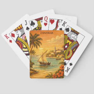 Sansibar-Tropen-Vintage-Reise Kunst Spielkarten