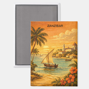 Sansibar Tropische Vintage-Reise Kunst Magnet