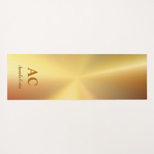 Sanskrit Chakra Om Hamsa Gold Metallic Yogamatte (Rückseite (Horizontal))