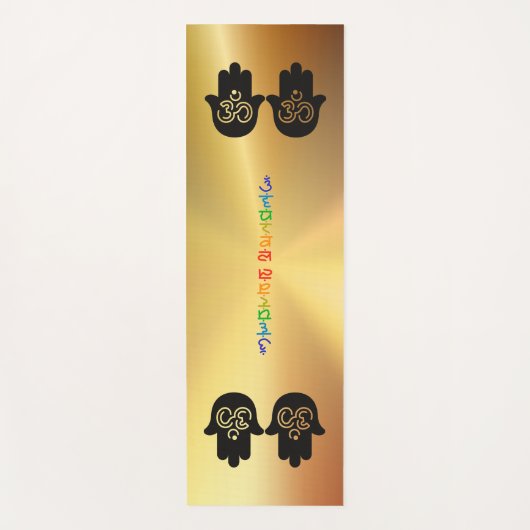 Sanskrit Chakra Om Hamsa Gold Metallic Yogamatte (Vorderseite)