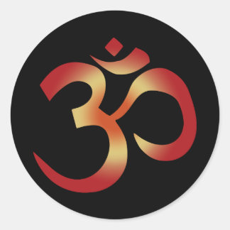 Sanskrit Om in Sunset Colors Runder Aufkleber