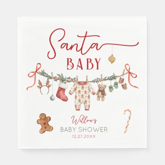 Sant Baby Clothesline Baby Shower Napkins Serviette (Vorderseite)