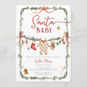 Sant Baby Clothesline Winter Baby Shower Einladung (Vorderseite)