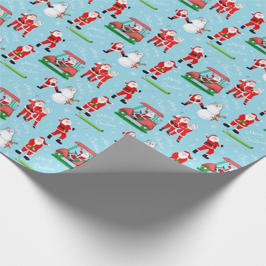 Sant Clause Christmas Golf Fun Geschenkpapier (Ecke)