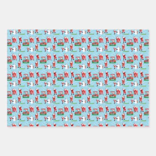 Sant Clause Christmas Golf Fun Geschenkpapier Set (Vorderseite 2)