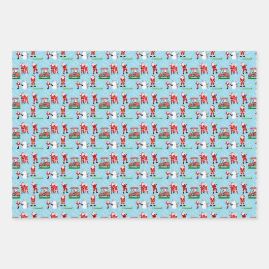 Sant Clause Christmas Golf Fun Geschenkpapier Set (Vorderseite)