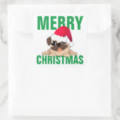 Sant Mops Dog Weihnachtslabel Quadratischer Aufkleber (Tasche)