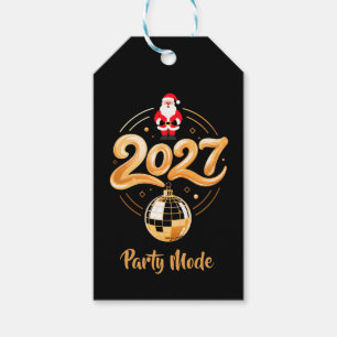 Santa 2027 Party-Modus Gold Disco Weihnachten Geschenkanhänger