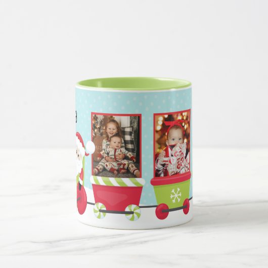 Santa 3 Foto Personalisierter Zug Urlaub Tasse (Zentrum)