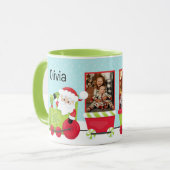Santa 3 Foto Personalisierter Zug Urlaub Tasse (Vorderseite Links)