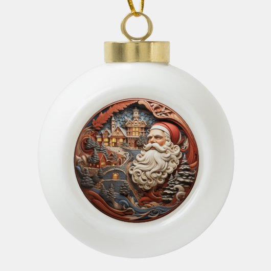 Santa 3D Gallery Keramik Kugel-Ornament (Vorderseite)