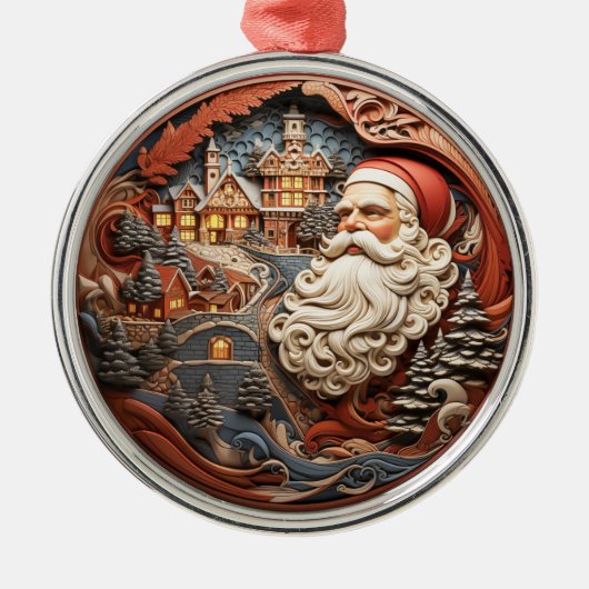 Santa 3D Ornament Aus Metall (Vorne)