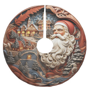 Santa 3D Tree Skirt Polyester Weihnachtsbaumdecke