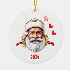 Santa 49ers Fan Keramik Ornament
