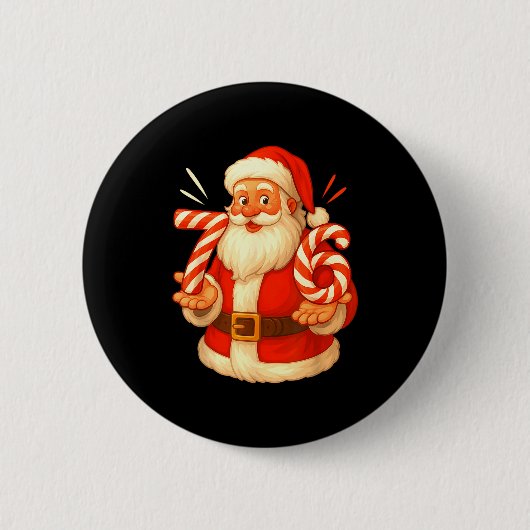 Santa 67 Candy Cane Six Seven Santa Claus Funny Ch Button (Vorderseite)