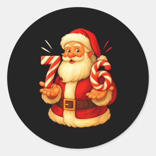 Santa 67 Candy Cane Six Seven Santa Claus Funny Ch Runder Aufkleber (Vorderseite)