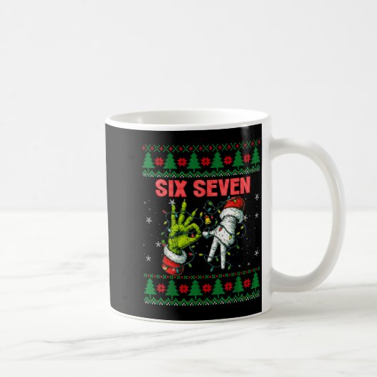 Santa 67 Christmas Ugly Sweater Fingers Six Seven Kaffeetasse (Rechts)