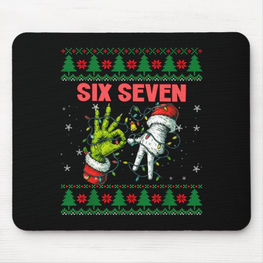 Santa 67 Christmas Ugly Sweater Fingers Six Seven Mousepad (Vorne)