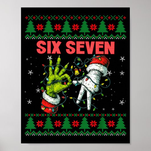 Santa 67 Christmas Ugly Sweater Fingers Six Seven Poster (Vorne)