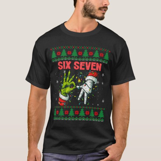 Santa 67 Christmas Ugly Sweater Fingers Six Seven T-Shirt (Vorderseite)